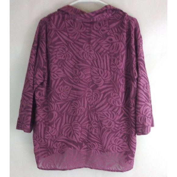 Alfred Dunner Petite Women's Sheer Floral Button Up Shirt With Tank Size 16P - Picture 2 of 6